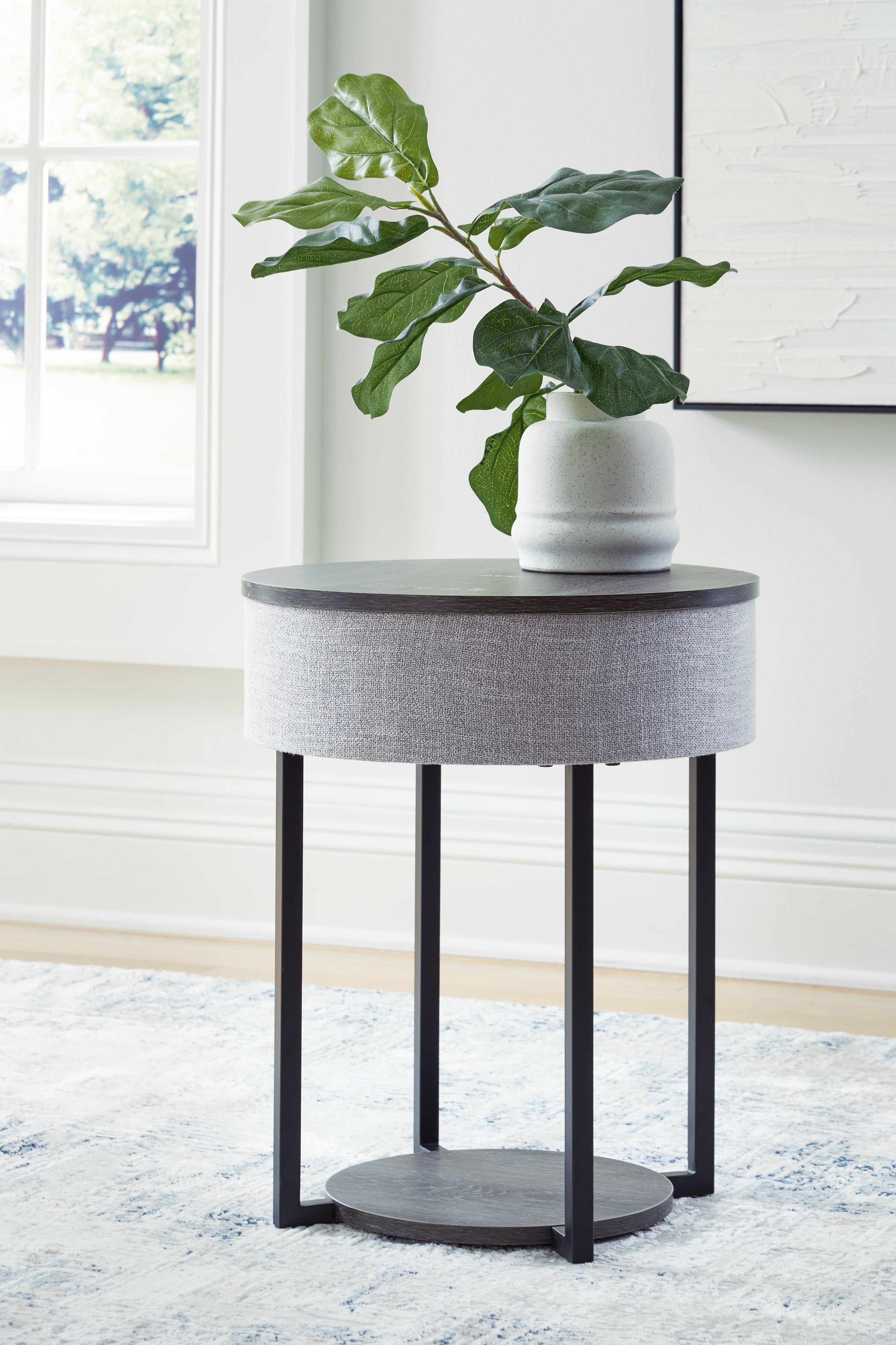 Prime Furniture - Ashley Furniture - Sethlen Accent Table with Speaker - Accent Table with Speaker / Gray/Black - A4000641