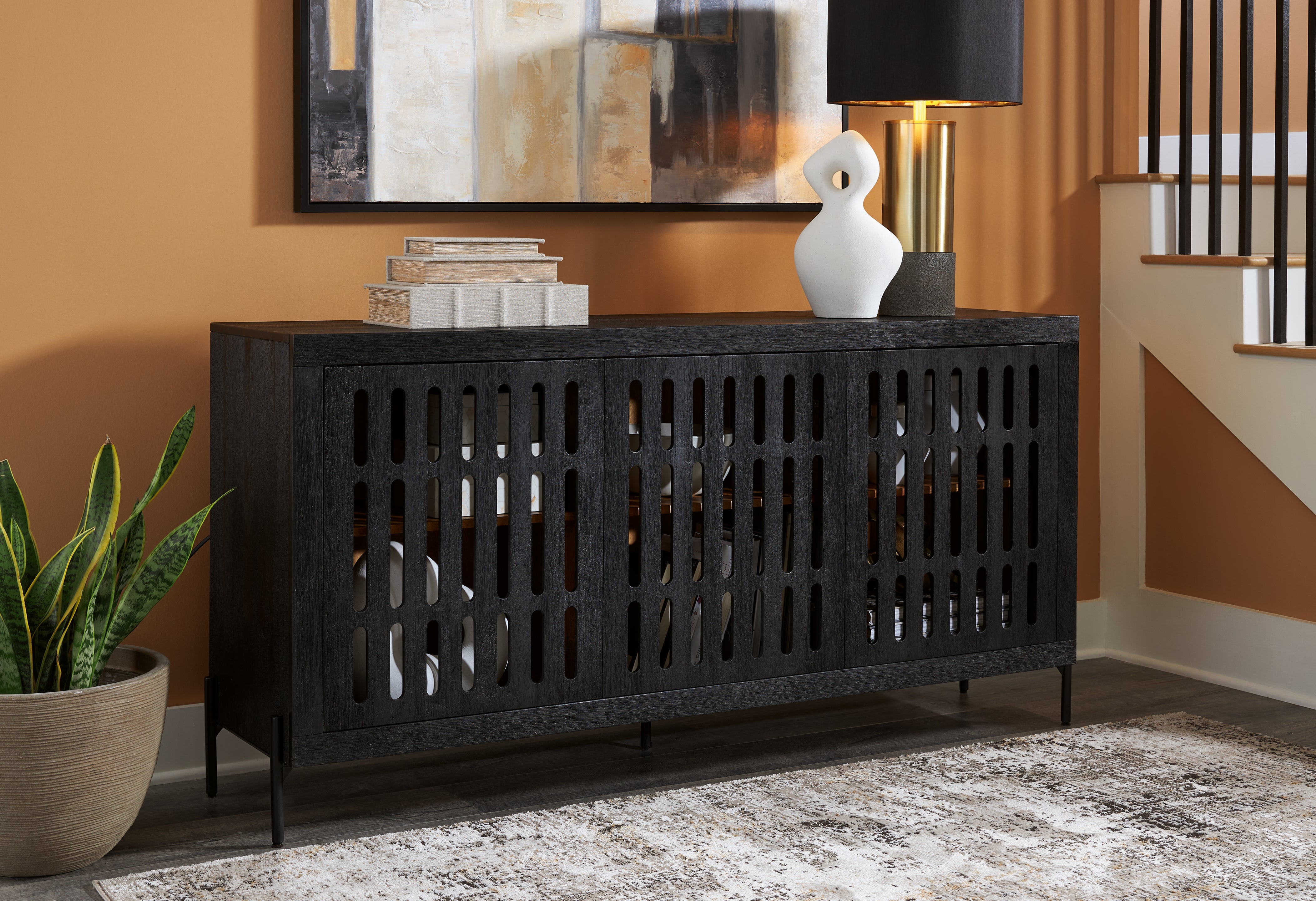 Prime Furniture - Ashley Furniture - Vallisburg Accent Cabinet - Accent Cabinet / Black/Natural - A4000644