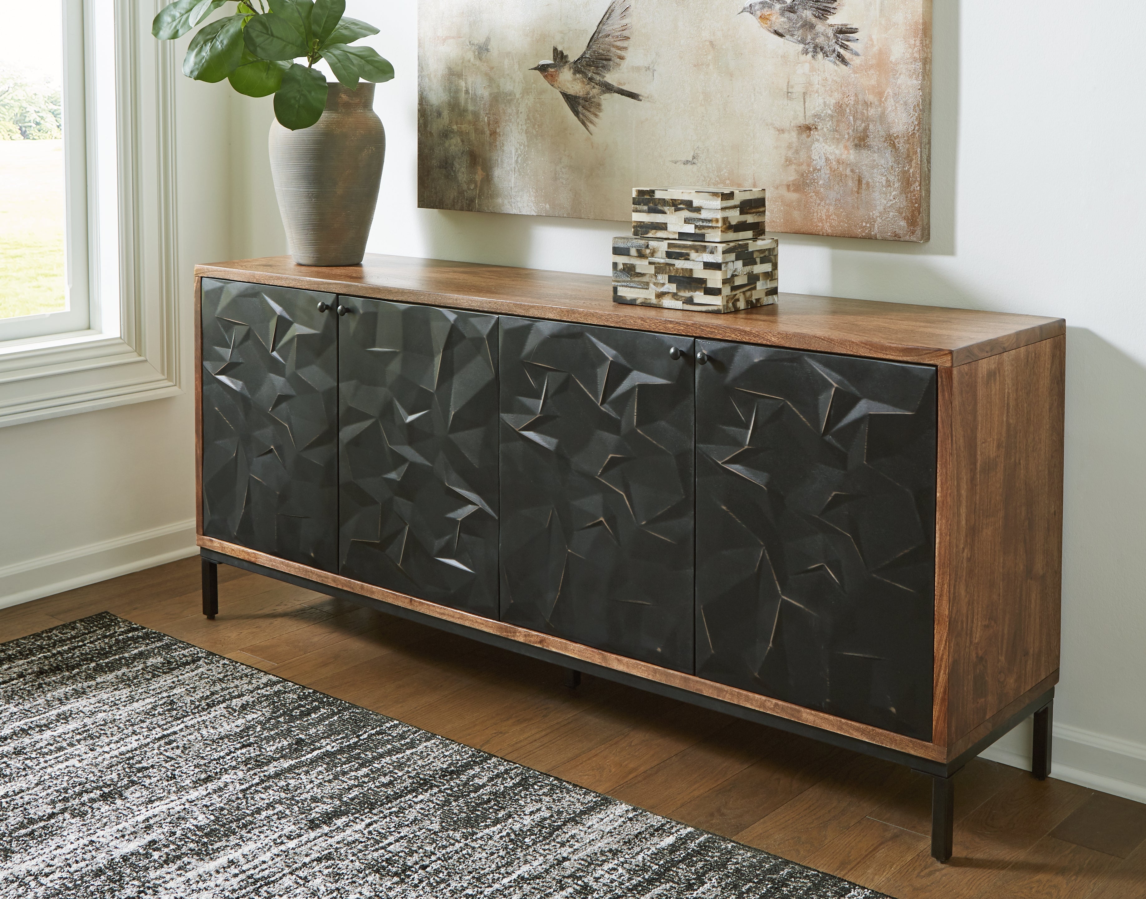Prime Furniture - Ashley Furniture - Dorannby Accent Cabinet - Accent Cabinet / Black/Brown - A4000649