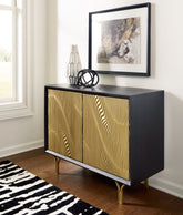 Prime Furniture - Ashley Furniture - Tayner Accent Cabinet - Accent Cabinet / Black/Gold Finish - A4000654