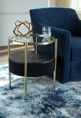 Prime Furniture - Ashley Furniture - Nedman Accent Table with Speaker - Accent Table with Speaker / Black/Gold Finish - A4000669
