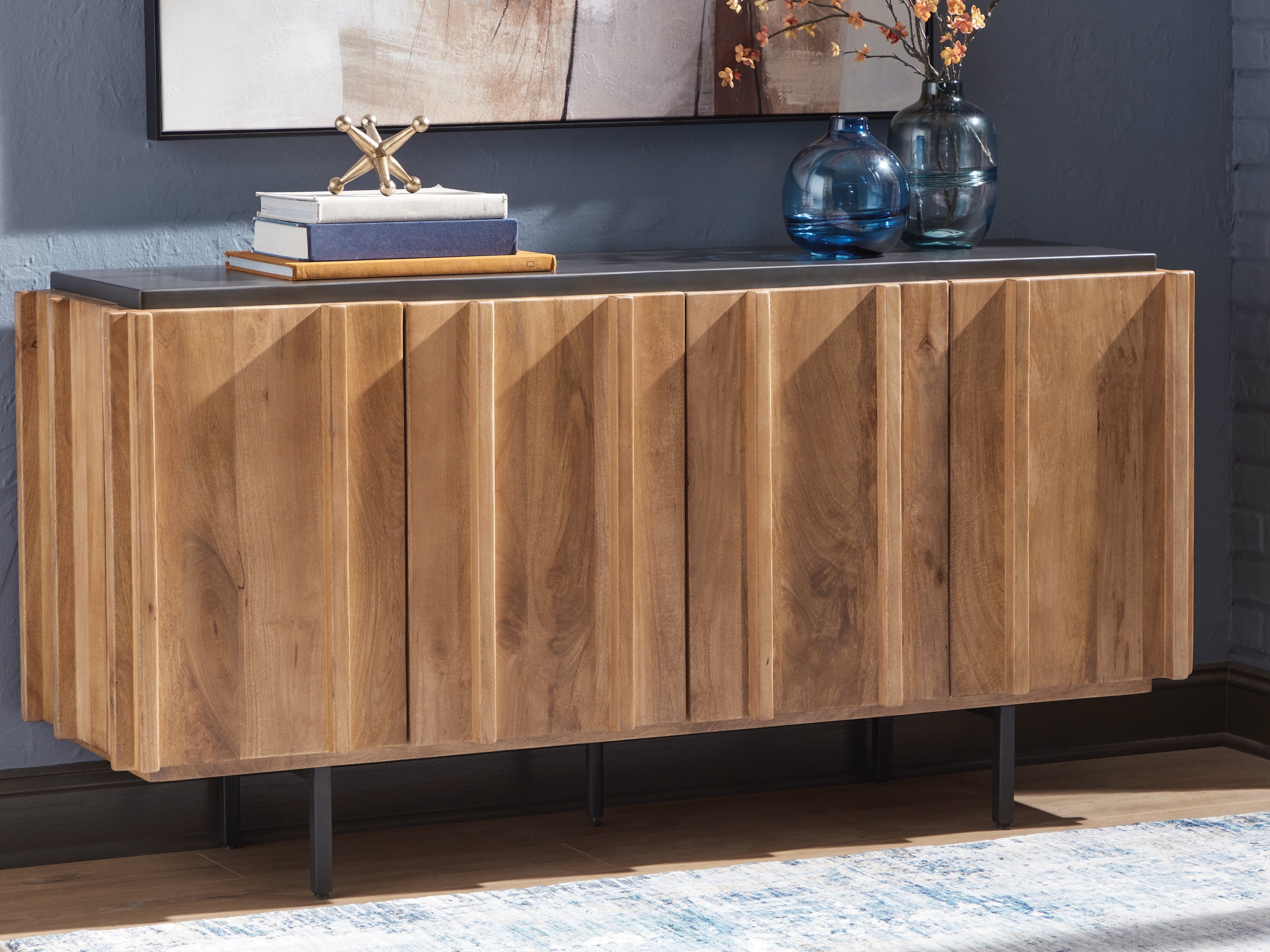 Prime Furniture - Ashley Furniture - Quintavious Accent Cabinet - Accent Cabinet / Brown/Charcoal - A4000685