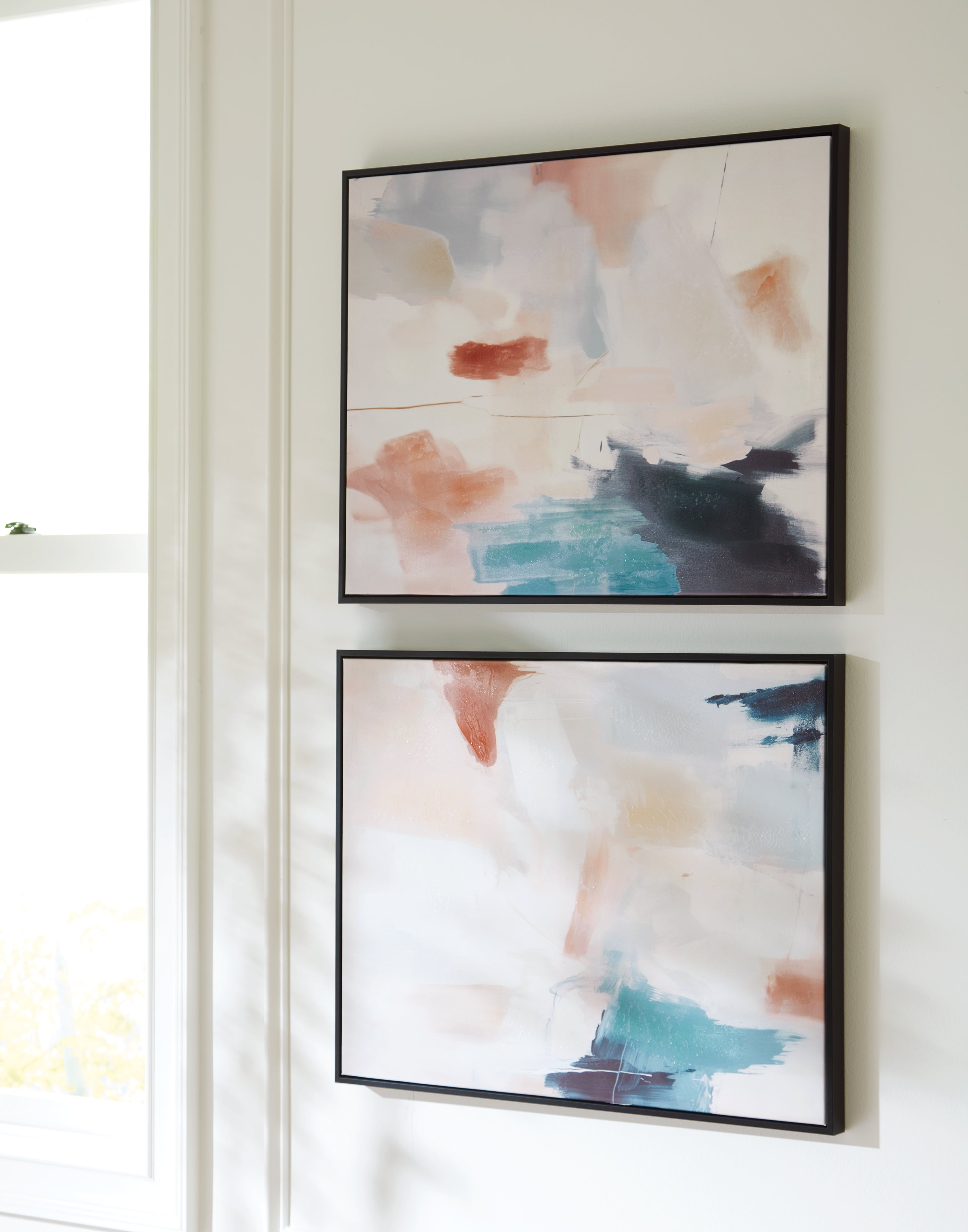 Prime Furniture - Ashley Furniture - Caldish Wall Decor - Wall Art Set (Set of 2) / Blue/White/Pink - A8000415