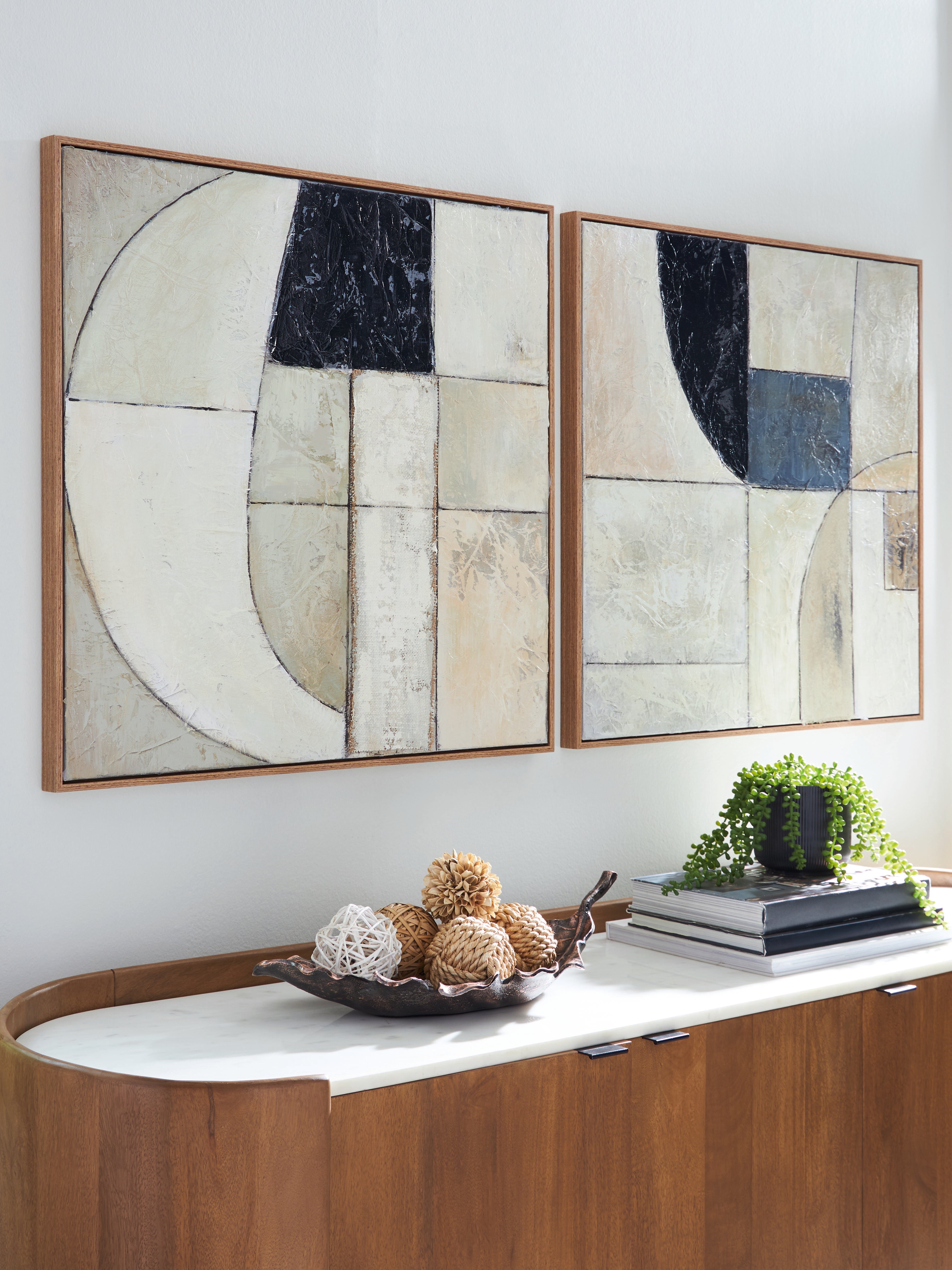 Prime Furniture - Ashley Furniture - Bexlen Wall Decor - Wall Art Set (Set of 2) / Tan/Taupe/Black - A8000498