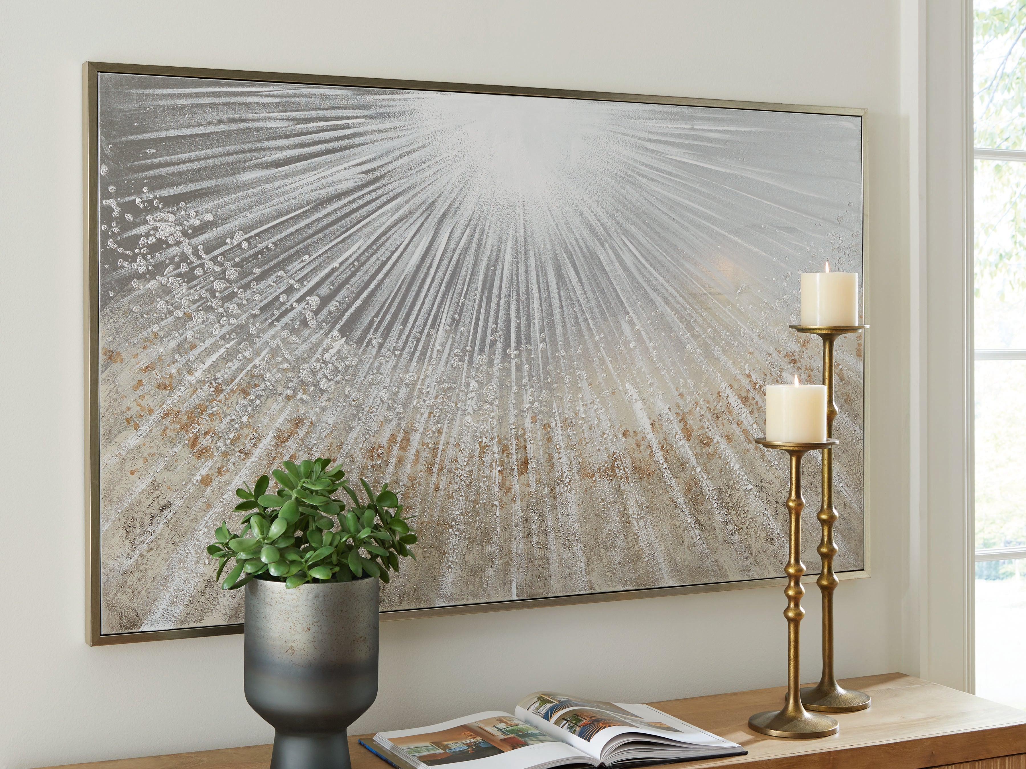 Prime Furniture - Ashley Furniture - Waldard Wall Decor - Wall Art / Gray/Taupe/White - A8000501