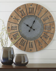 Prime Furniture - Ashley Furniture - Payson Wall Decor - Wall Clock / Antique Gray/Natural - A8010076