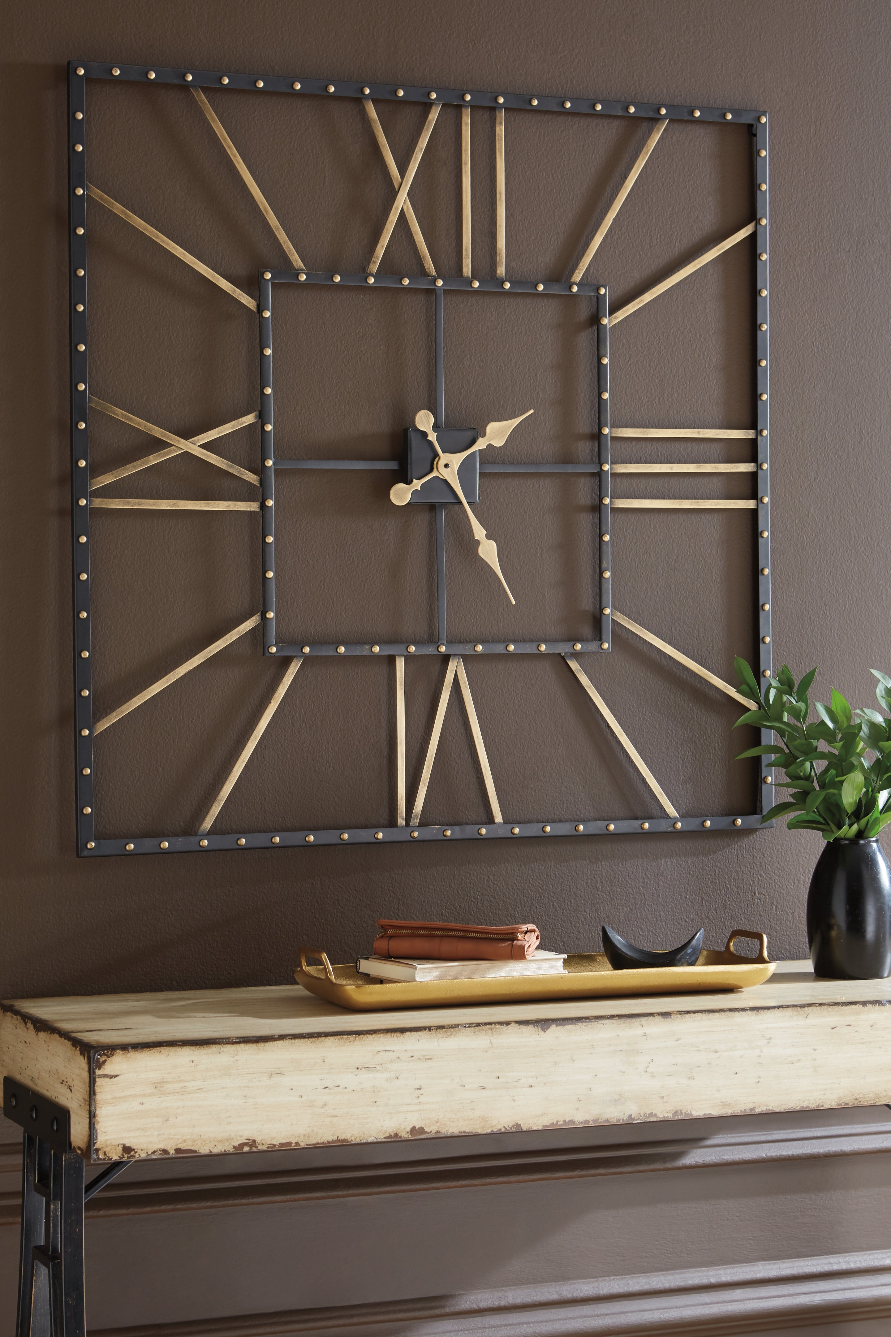 Prime Furniture - Ashley Furniture - Thames Wall Decor - Wall Clock / Black/Gold Finish - A8010112