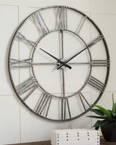 Prime Furniture - Ashley Furniture - Paquita Wall Decor - Wall Clock / Antique Silver - A8010237