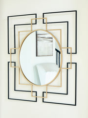 Prime Furniture - Ashley Furniture - Oceanal Mirror - Accent Mirror / Black/Gold Finish - A8010394