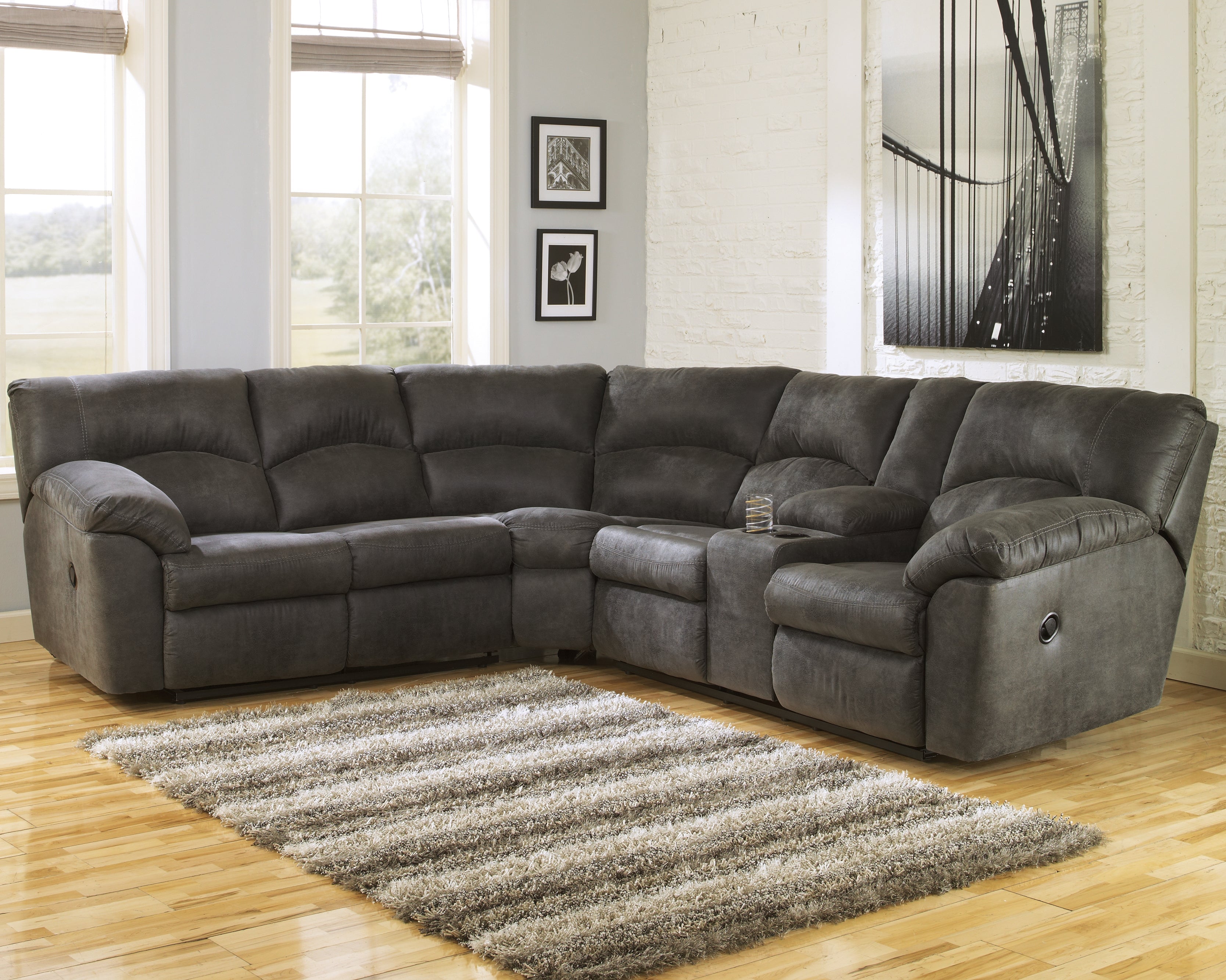 Prime Furniture - Ashley Furniture - Tambo Sectional - 2-Piece Reclining Sectional / Canyon - 27802S1