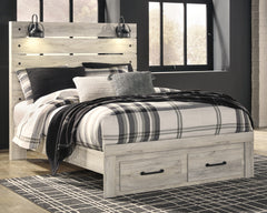Prime Furniture - Ashley Furniture - Cambeck Bedroom - Twin Panel Bed with 4 Storage Drawers / Whitewash - B192B21