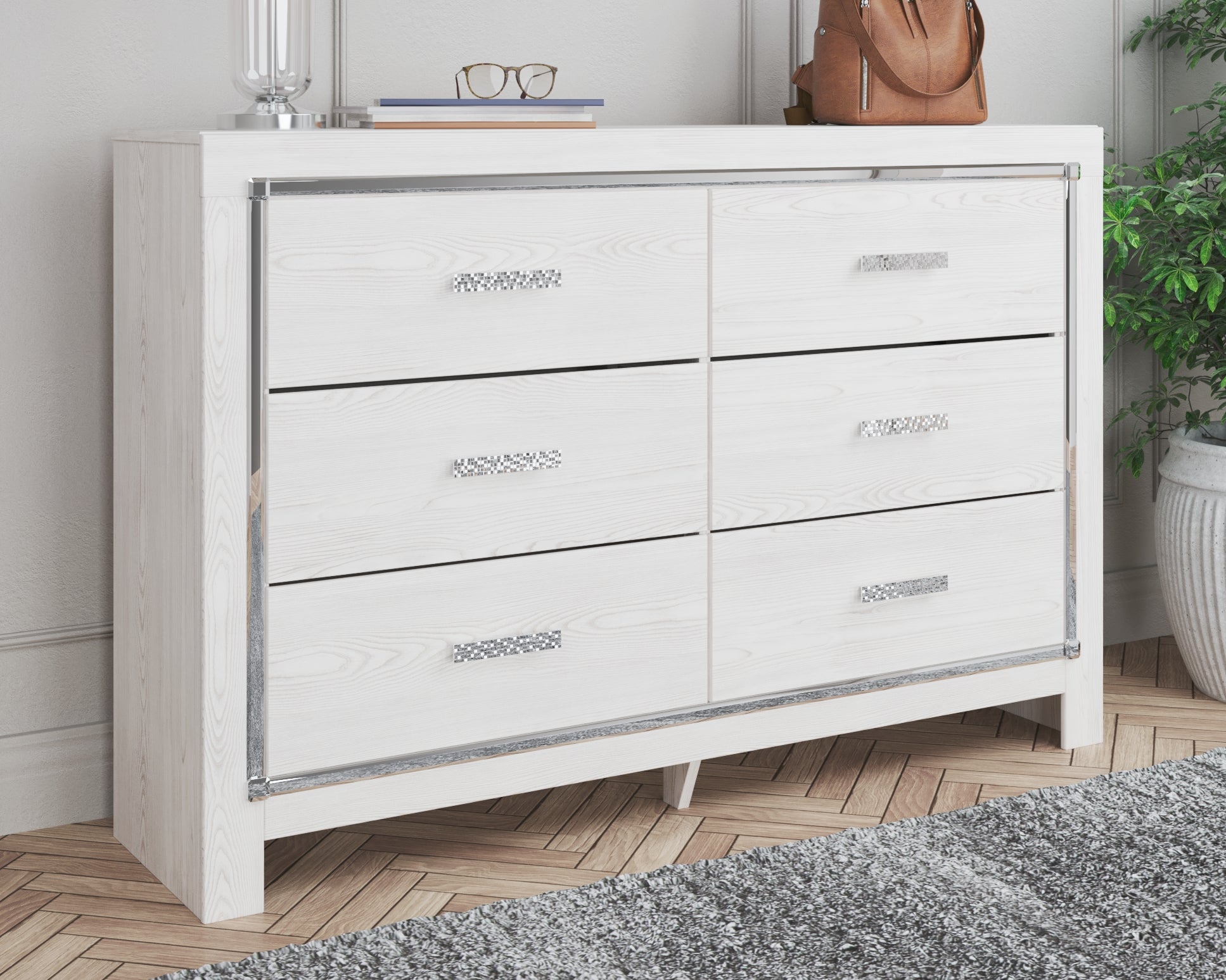 Prime Furniture - Ashley Furniture - Altyra Bedroom - King Upholstered Bookcase Bed with Storage / White - B2640B30