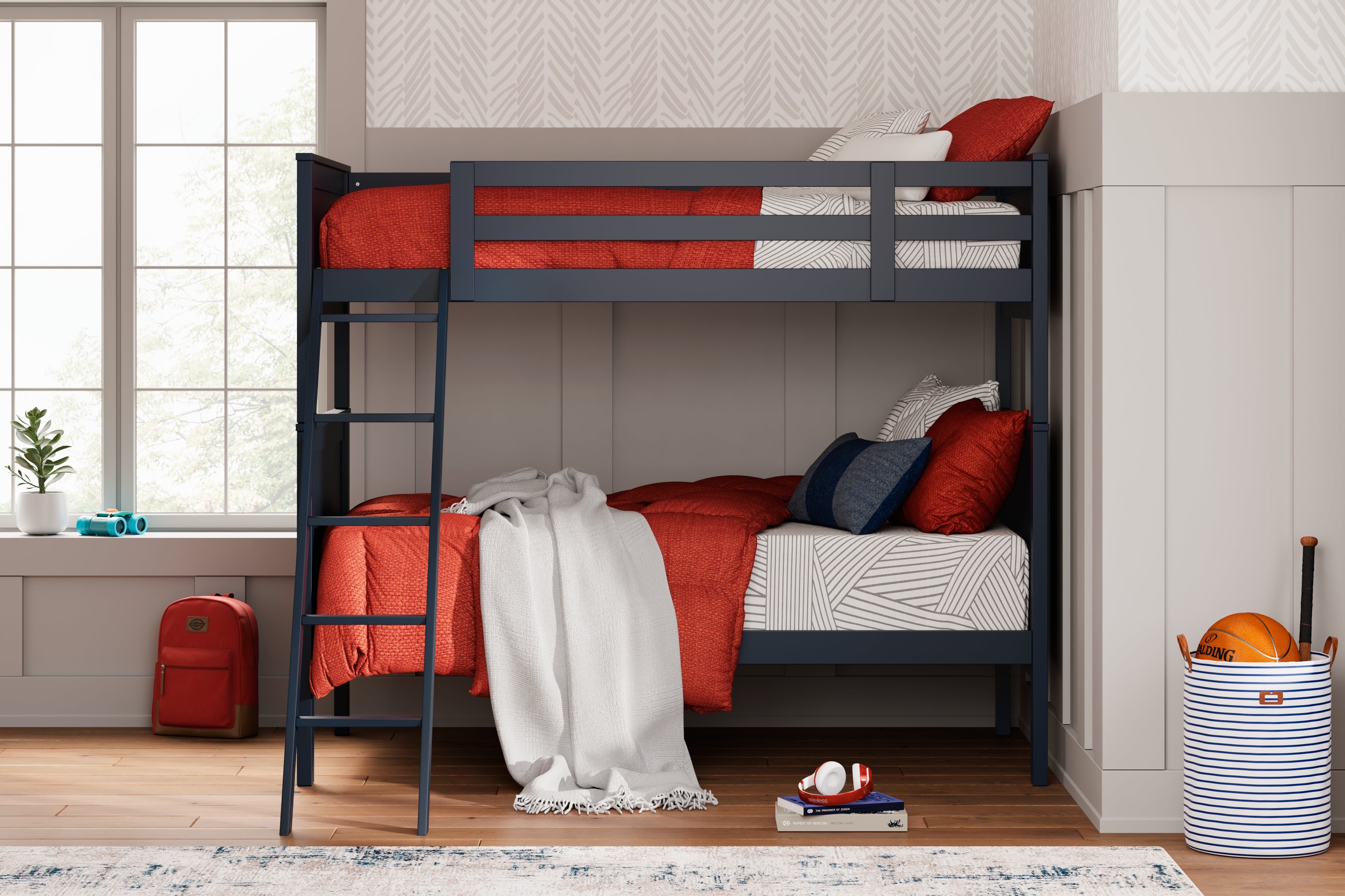 Prime Furniture - Ashley Furniture - Nextonfort Bedroom - Twin over Twin Bunk Bed / Black - B396B7