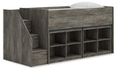 Prime Furniture - Ashley Furniture - Frandern Twin Loft Bed with Bookcase Storage - Twin Loft Bed with Bookcase Storage / Warm Gray - B4480B25