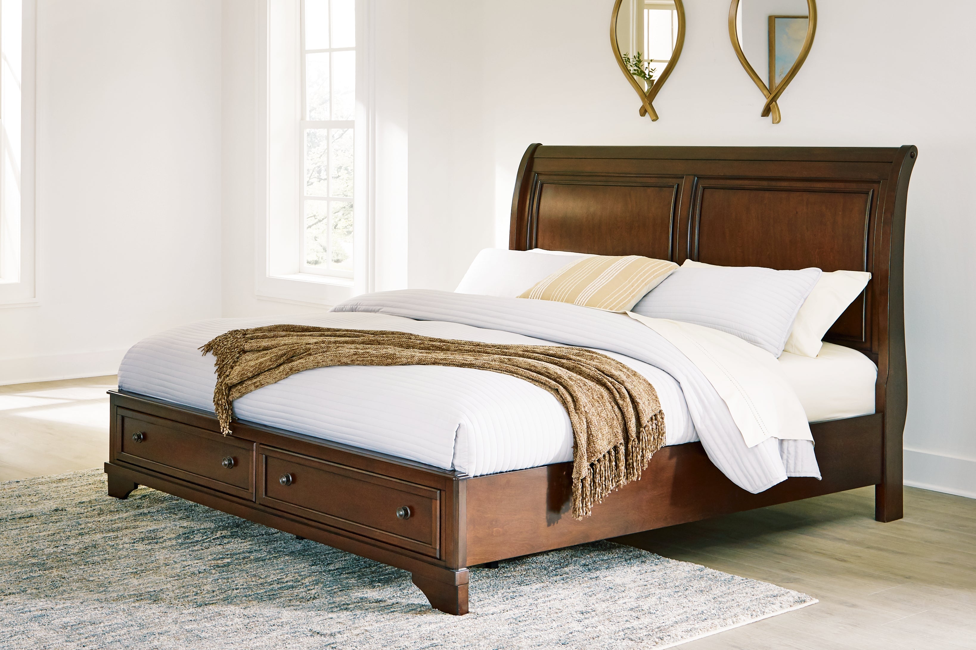 Prime Furniture - Ashley Furniture - Trellington Bedroom - King Sleigh Storage Bed / Brown - B716B2