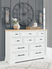 Prime Furniture - Ashley Furniture - Ashbryn Bedroom - Dresser and Mirror / White/Natural - B844B1