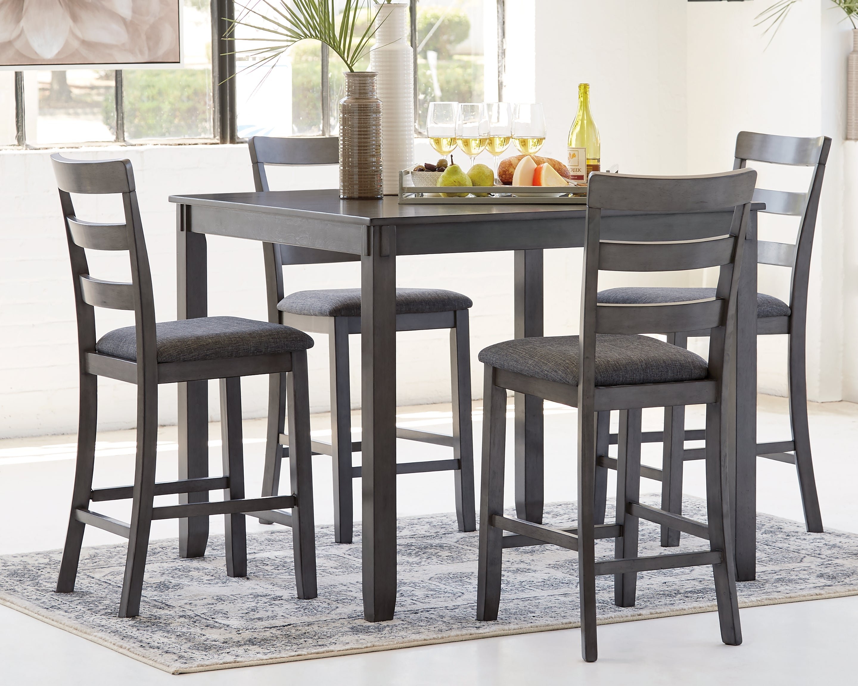 Prime Furniture - Ashley Furniture - Bridson Dining Room - RECT DRM Table Set (6/CN) / Gray - D383-325