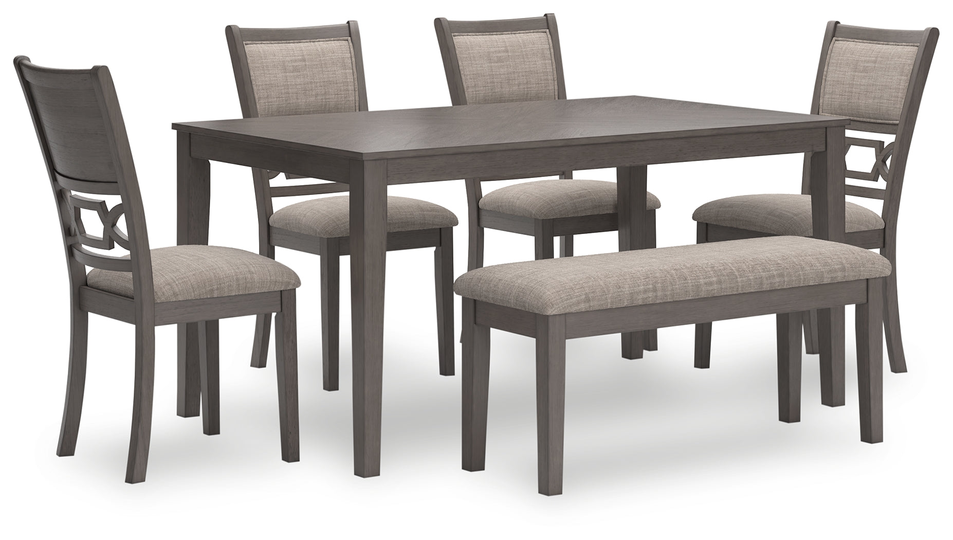Prime Furniture - Ashley Furniture - Wrenning Dining Room - Dining Room Table Set (6/CN) / Gray - D425-325