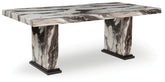 Prime Furniture - Ashley Furniture - Jeshina Dining Table - Dining Table / Dark Brown/Beige - PCD581D4