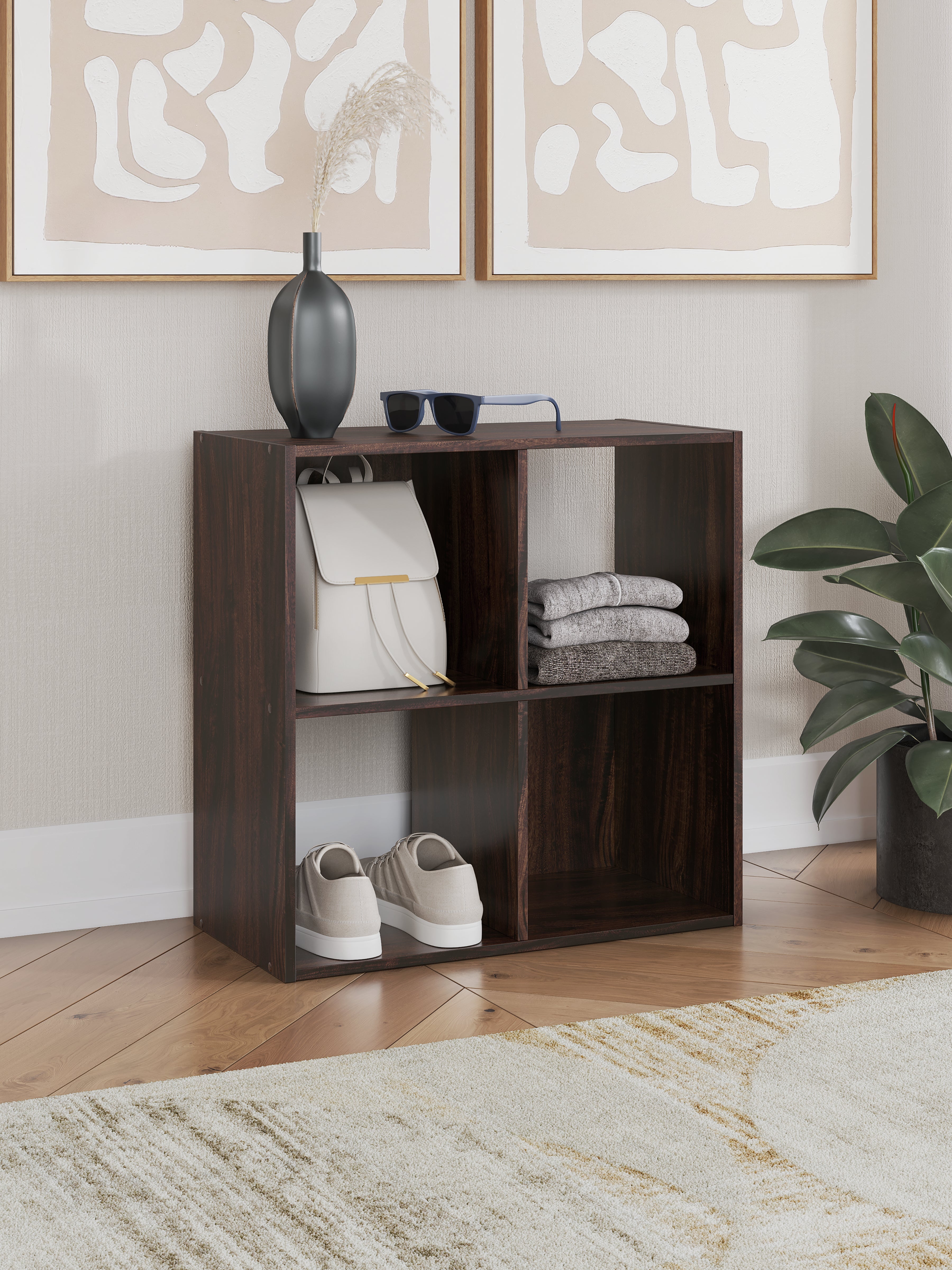 Prime Furniture - Ashley Furniture - Glosmount Four Cube Organizer - Four Cube Organizer / Cherry/Light Brown - EA1055-2X2