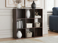 Prime Furniture - Ashley Furniture - Glosmount Nine Cube Organizer - Nine Cube Organizer / Cherry/Light Brown - EA1055-3X3