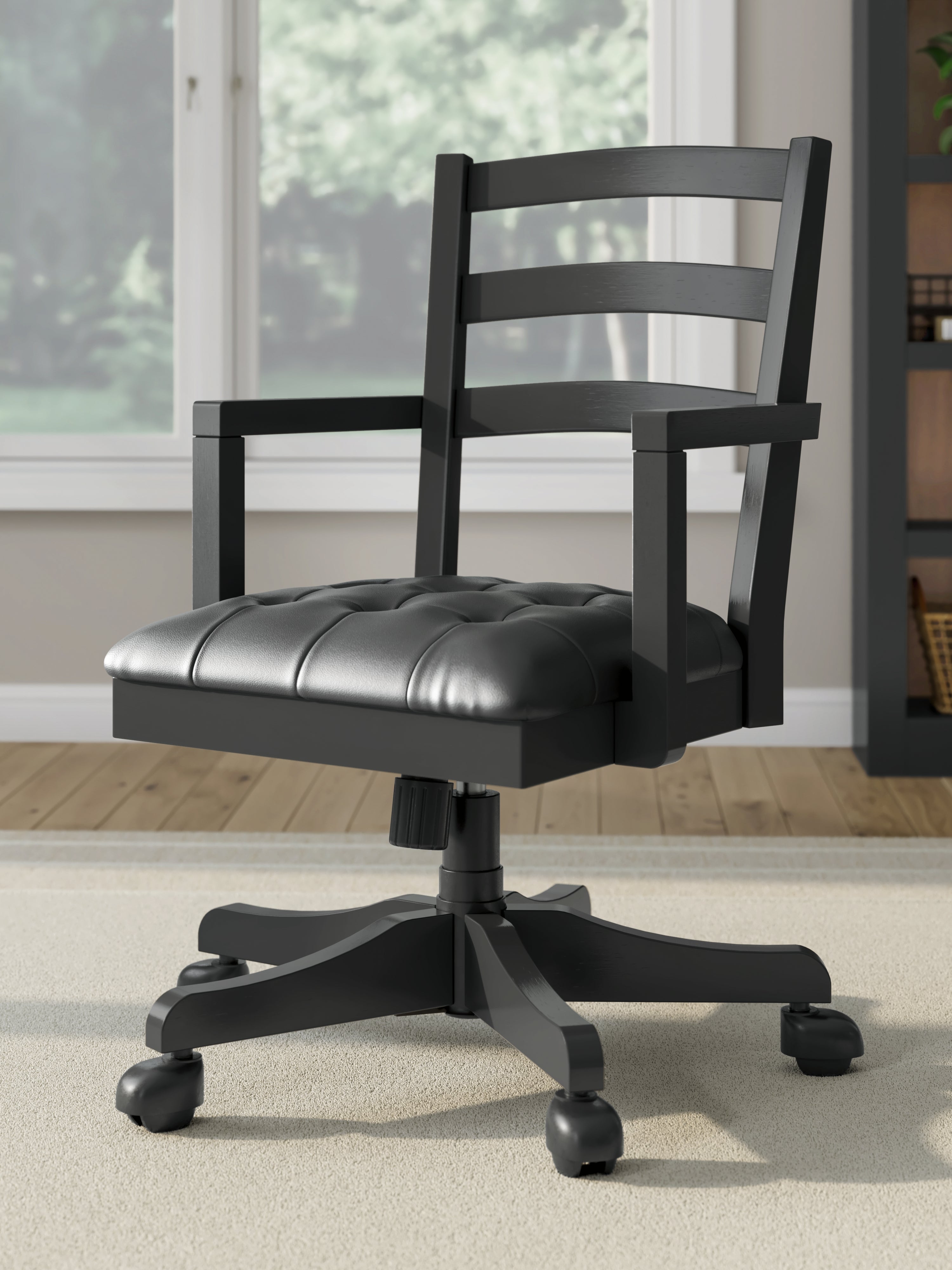 Prime Furniture - Ashley Furniture - Wildenauer Home Office Desk Chair - Home Office Swivel Desk Chair / Black - H664-01A