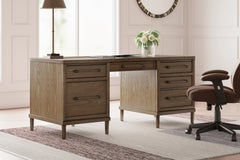 Prime Furniture - Ashley Furniture - Roanhowe Office Desk - Home Office Desk / Brown - H769-21