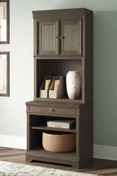 Prime Furniture - Ashley Furniture - Janismore Bookcase - Bookcase / Weathered Gray - H776H7