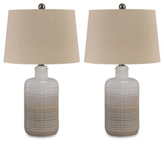 Prime Furniture - Ashley Furniture - Marnina Lighting - Ceramic Table Lamp (Set of 2) / Taupe - L121854