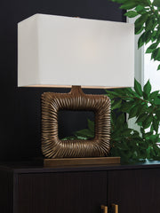 Prime Furniture - Ashley Furniture - Garronby Lighting - Metal Table Lamp (1/CN) / Antique Brass Finish - L207604