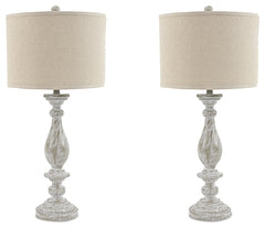 Prime Furniture - Ashley Furniture - Bernadate Lighting - Poly Table Lamp (Set of 2) / Whitewash - L235344