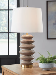 Prime Furniture - Ashley Furniture - Jyllyard Lighting - Poly Table Lamp (1/CN) / Brown/Gold Finish - L235944