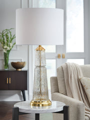 Prime Furniture - Ashley Furniture - Bakersboro Lighting - Glass Table Lamp (1/CN) / Clear/Gold Finish - L430884
