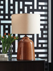 Prime Furniture - Ashley Furniture - Aaleahya Lighting - Glass Table Lamp (1/CN) / Rust - L430904