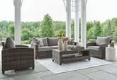 Prime Furniture - Ashley Furniture - Oasis Court Outdoor - Sofa/Chairs/Table Set (4/CN) / Gray - P335-081