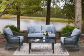 Prime Furniture - Ashley Furniture - Bridges Beach Outdoor - Love/Chairs/Table Set (4/CN) - PCP391-080