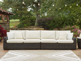 Prime Furniture - Ashley Furniture - Kimora Outdoor - 4-Piece Outdoor Sectional / Beige/Dark Brown - P711P2
