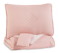 Prime Furniture - Ashley Furniture - Lexann Full Comforter Set - Full Comforter Set / Pink/White/Gray - Q901003F