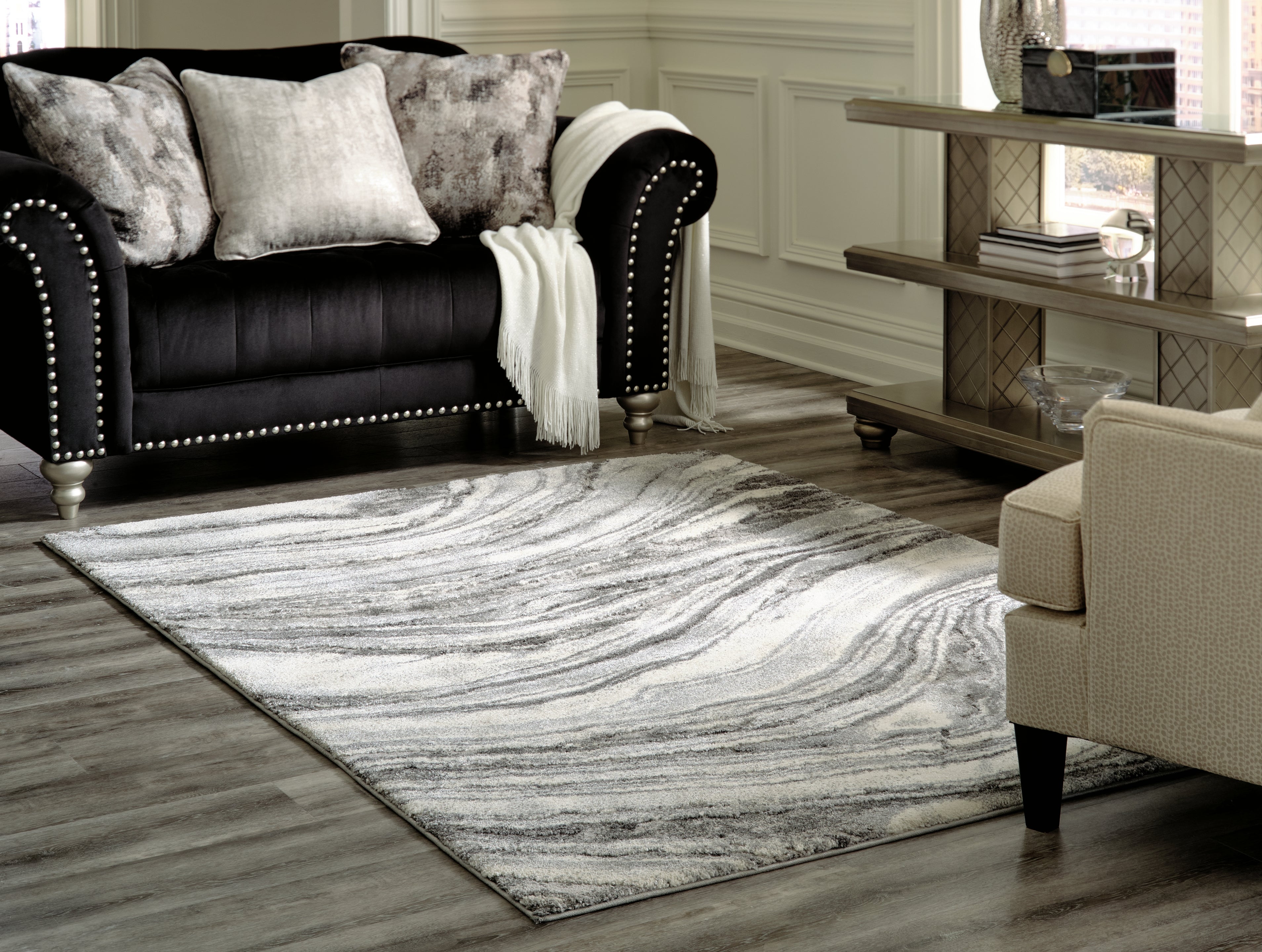 Prime Furniture - Ashley Furniture - Wysdale Rug - 5'3" x 7'3" Rug / Ivory/Gray - R404902