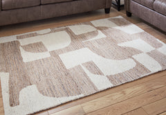 Prime Furniture - Ashley Furniture - Brynnfield Rug - 5' x 7' Rug / Beige/Brown - R406372