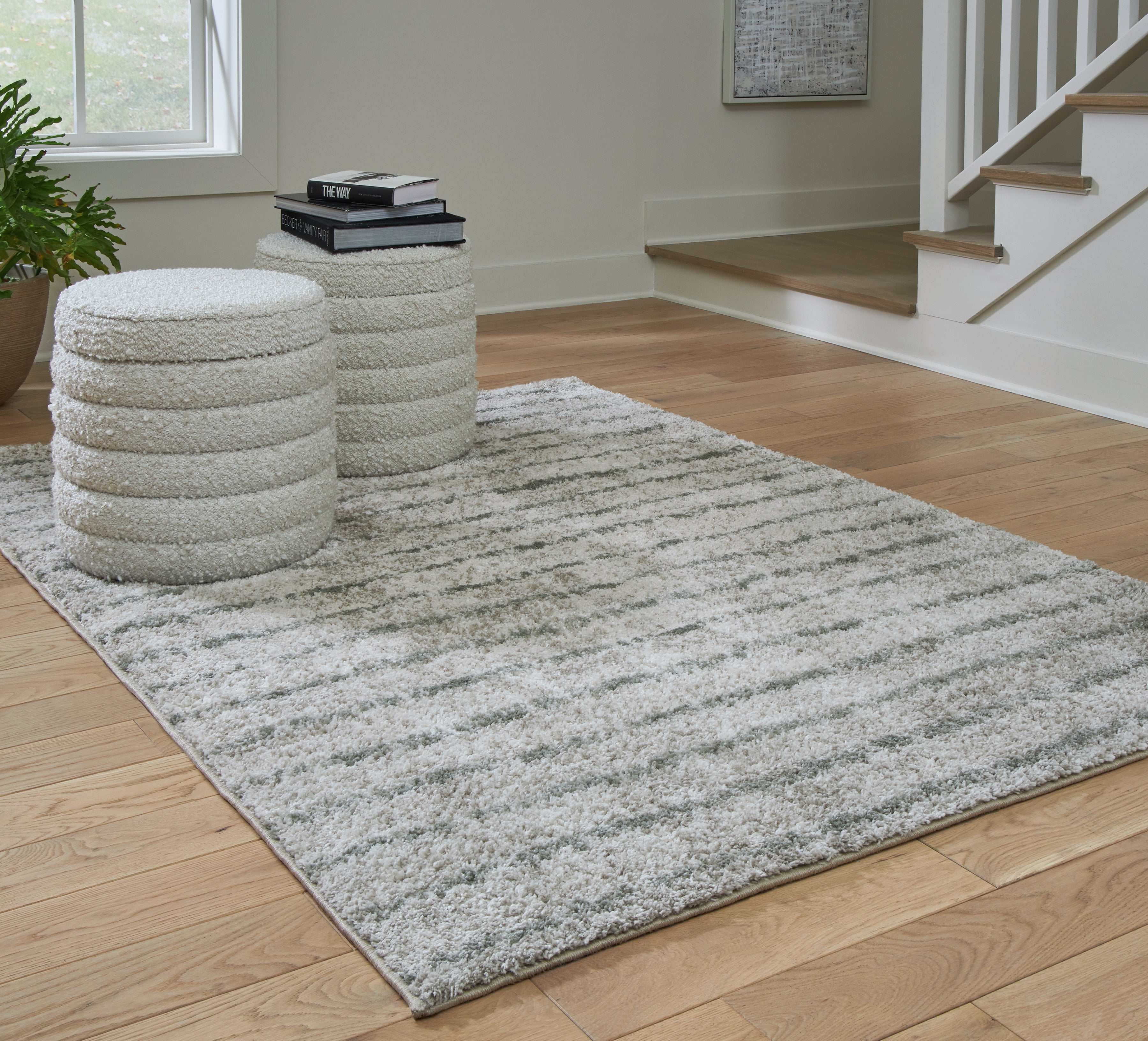 Prime Furniture - Ashley Furniture - Laddway Rug - 5' x 7' Rug / Cream/Green - R406882