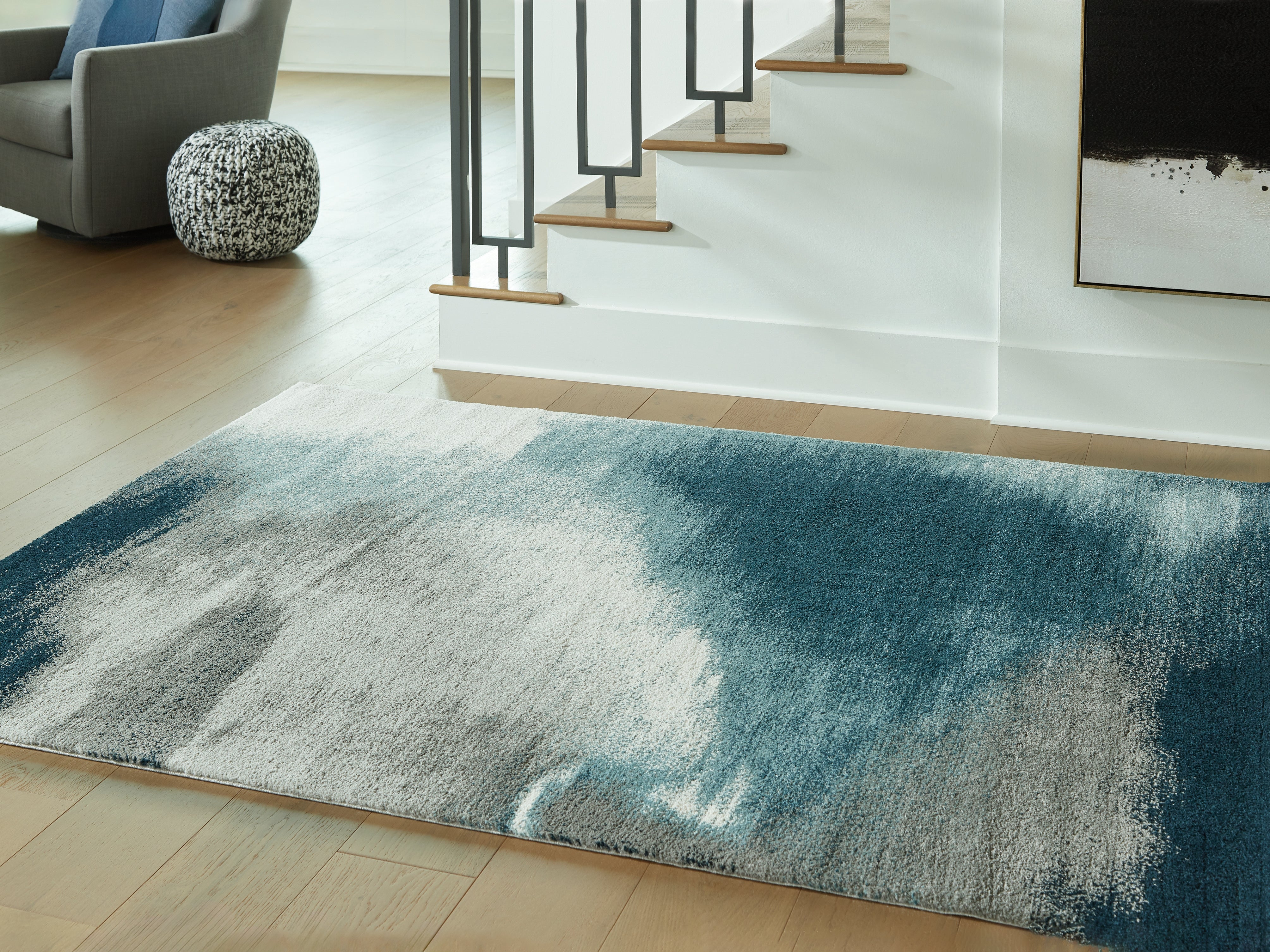 Prime Furniture - Ashley Furniture - Brentward Rug - 8' x 10' Rug / Blue/Gray/Ivory - R407081