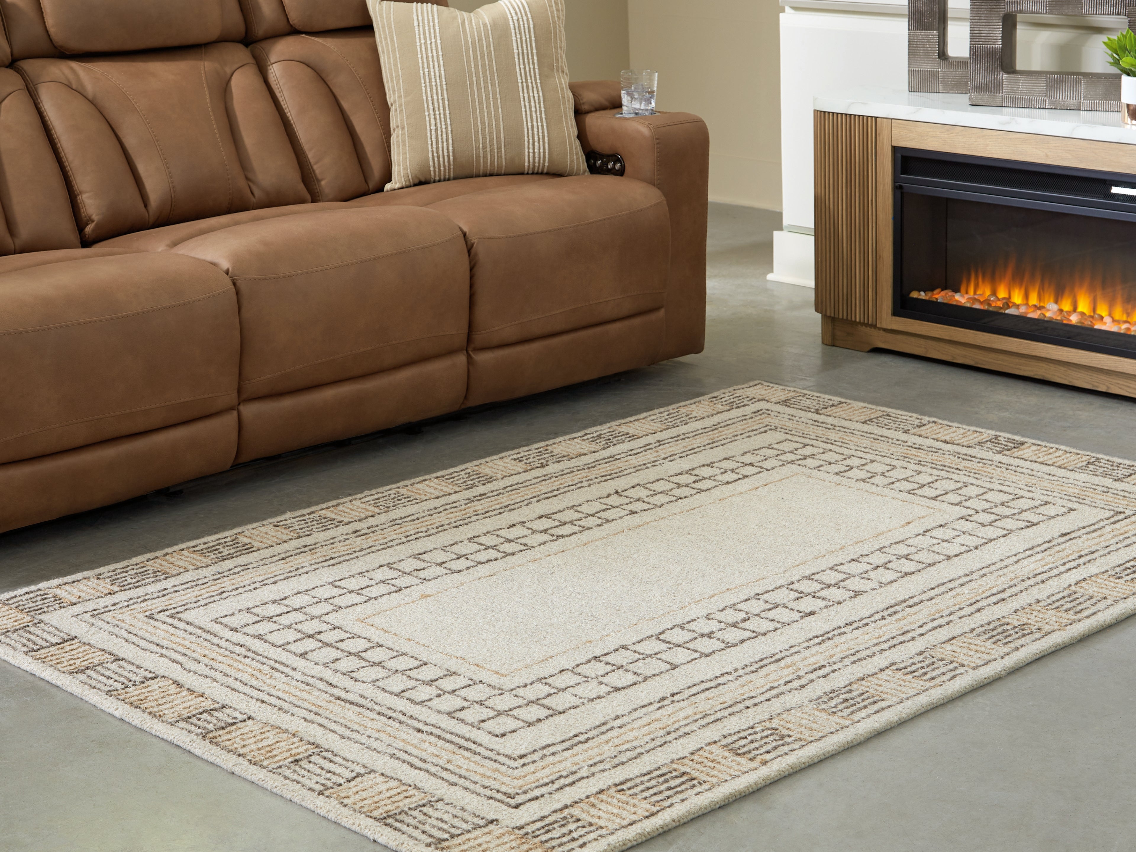 Prime Furniture - Ashley Furniture - Idaman Rug - Large Rug / Taupe/Brown - R407291