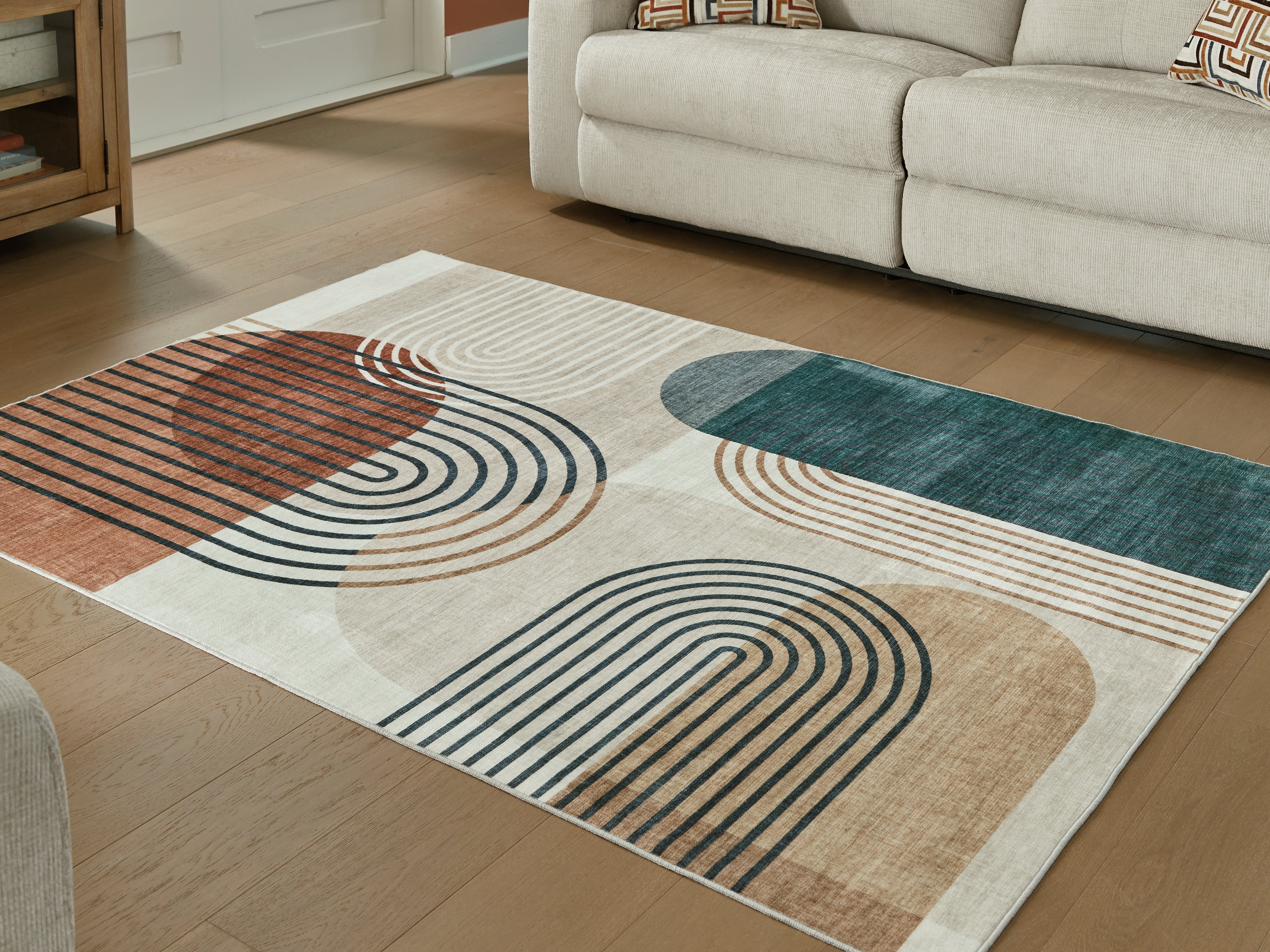 Prime Furniture - Ashley Furniture - Farrendale Rug - Washable 5' x 7' Area Rug / Multi - R407382