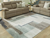 Prime Furniture - Ashley Furniture - Larkport Rug - Washable 5' x 7' Area Rug / Cream/Brown/Gray - R407412