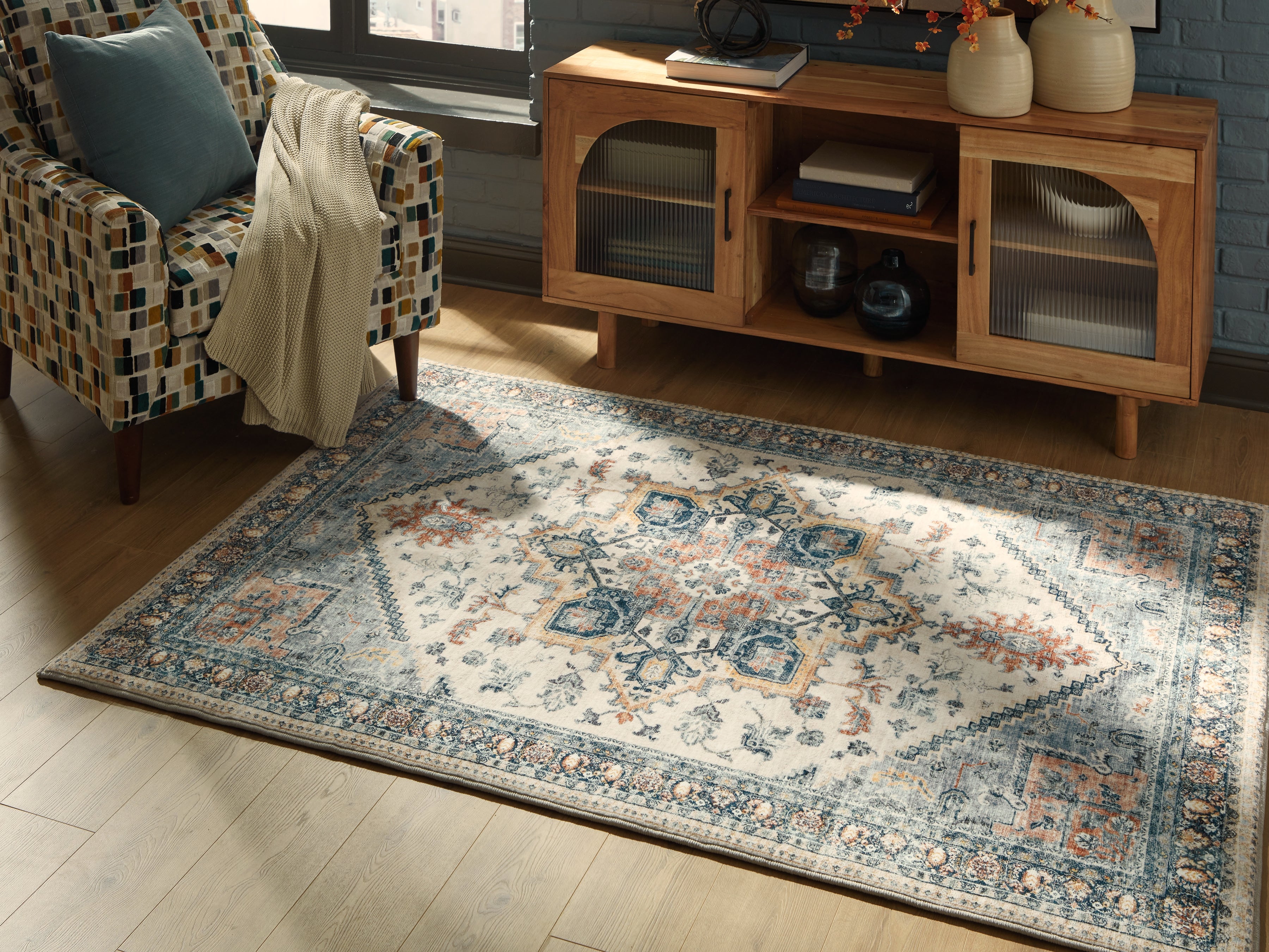 Prime Furniture - Ashley Furniture - Wallney Rug - 5' x 7' Area Rug / Multi - R407492