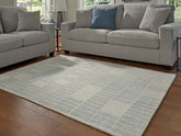 Prime Furniture - Ashley Furniture - Dylanton Rug - 5' x 7' Area Rug / Ivory/Blue - R407812