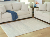 Prime Furniture - Ashley Furniture - Genemost Rug - 5' x 7' Area Rug / Ivory/Blue - R407842