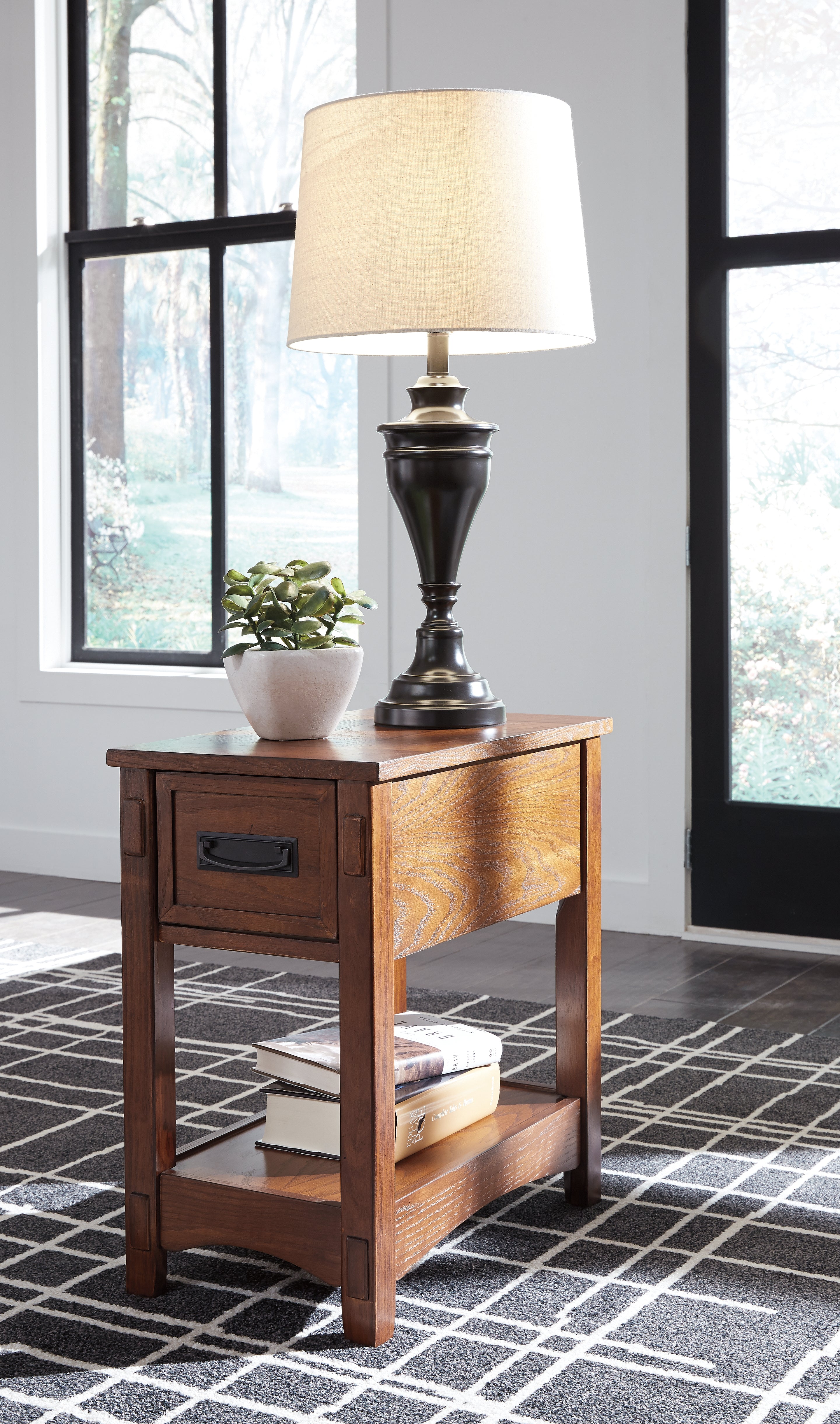 Prime Furniture - Ashley Furniture - Breegin Chairside End Table - Chair Side End Table / Brown - T007-319