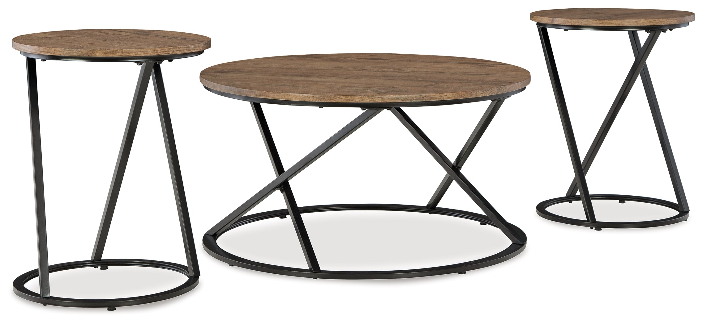 Prime Furniture - Ashley Furniture - Cassbryn Table (Set of 3) - Occasional Table Set (3/CN) / Brown/Black - T152-13